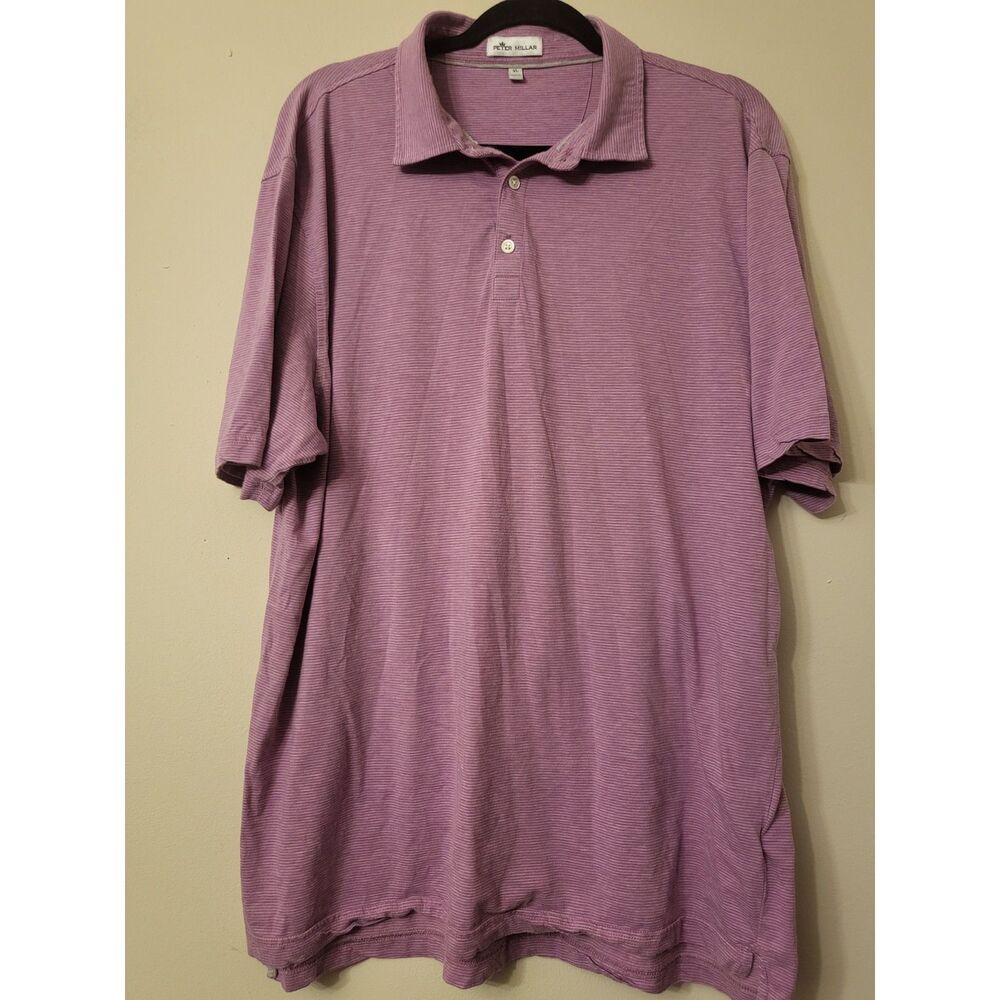 Peter Millar Crown‎ Sport Cotton & Silk Striped Golf Polo Shirt Men's Size XL
